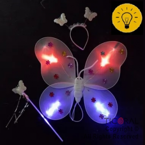 ALAS DE MARIPOSA LUMINOSA CON VINCHA Y VARITA BLANCA x 1